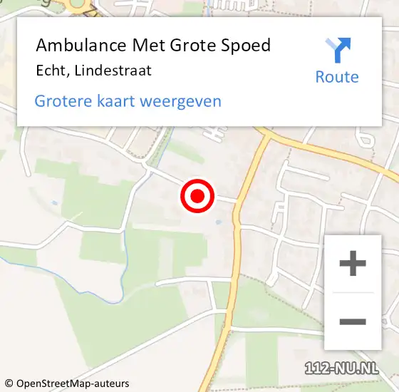 Locatie op kaart van de 112 melding: Ambulance Met Grote Spoed Naar Echt, Lindestraat op 9 december 2023 20:07