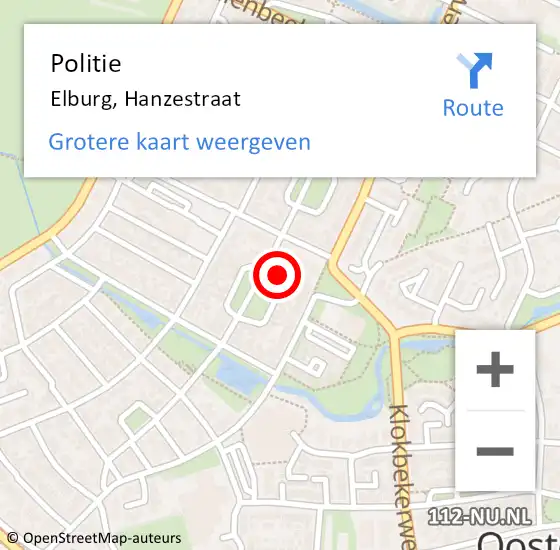 Locatie op kaart van de 112 melding: Politie Elburg, Hanzestraat op 9 december 2023 20:35