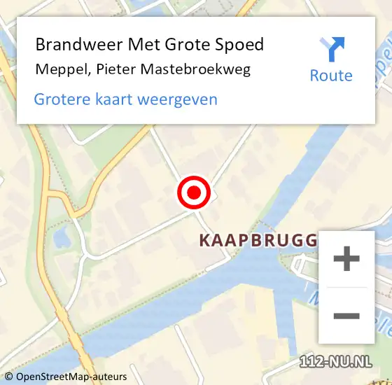 Locatie op kaart van de 112 melding: Brandweer Met Grote Spoed Naar Meppel, Pieter Mastebroekweg op 9 december 2023 20:43