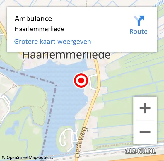 Locatie op kaart van de 112 melding: Ambulance Haarlemmerliede op 9 december 2023 20:45