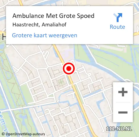 Locatie op kaart van de 112 melding: Ambulance Met Grote Spoed Naar Haastrecht, Amaliahof op 9 december 2023 20:49