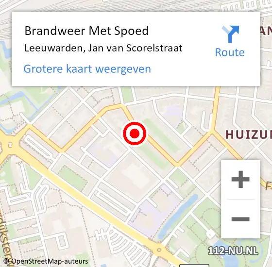 Locatie op kaart van de 112 melding: Brandweer Met Spoed Naar Leeuwarden, Jan van Scorelstraat op 9 december 2023 20:59