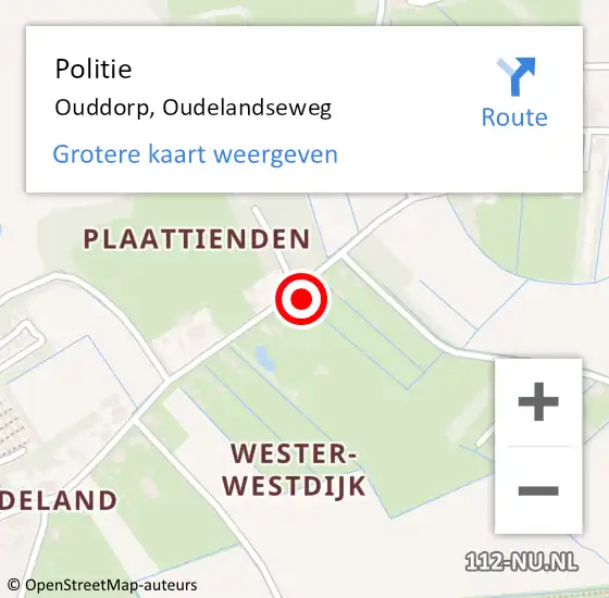 Locatie op kaart van de 112 melding: Politie Ouddorp, Oudelandseweg op 9 december 2023 21:05