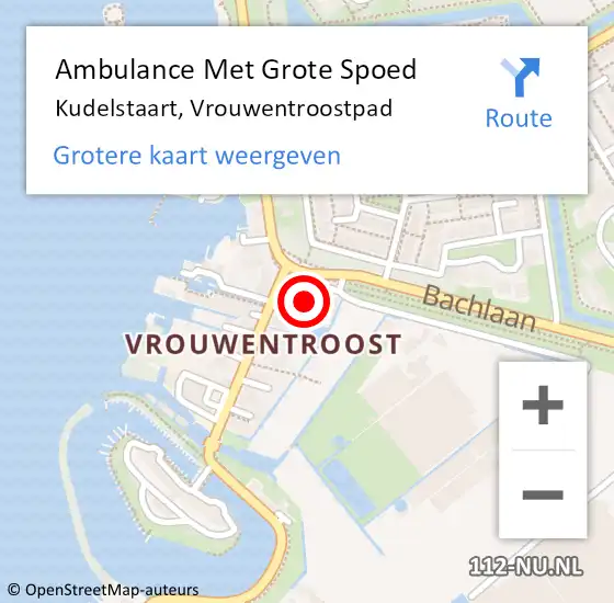 Locatie op kaart van de 112 melding: Ambulance Met Grote Spoed Naar Kudelstaart, Vrouwentroostpad op 9 december 2023 21:19