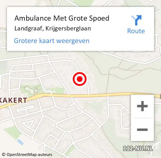 Locatie op kaart van de 112 melding: Ambulance Met Grote Spoed Naar Landgraaf, Krijgersberglaan op 18 september 2014 01:56