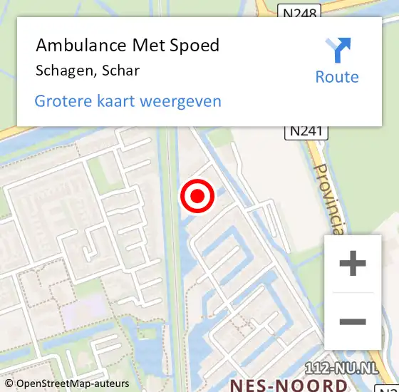 Locatie op kaart van de 112 melding: Ambulance Met Spoed Naar Schagen, Schar op 9 december 2023 21:32