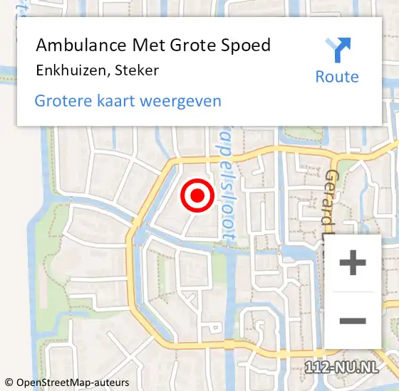 Locatie op kaart van de 112 melding: Ambulance Met Grote Spoed Naar Enkhuizen, Steker op 9 december 2023 21:36