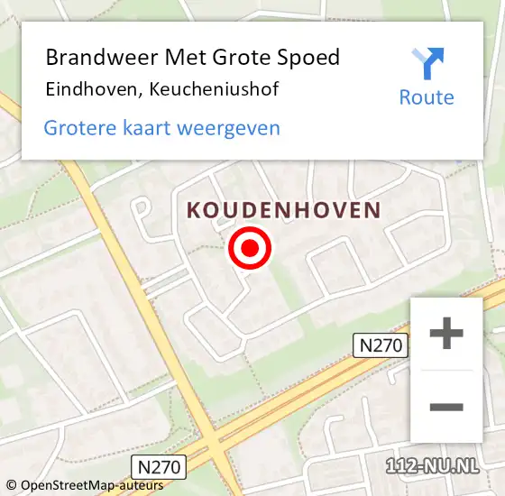 Locatie op kaart van de 112 melding: Brandweer Met Grote Spoed Naar Eindhoven, Keucheniushof op 9 december 2023 21:40