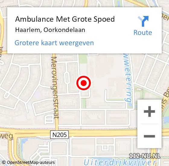 Locatie op kaart van de 112 melding: Ambulance Met Grote Spoed Naar Haarlem, Oorkondelaan op 9 december 2023 21:56