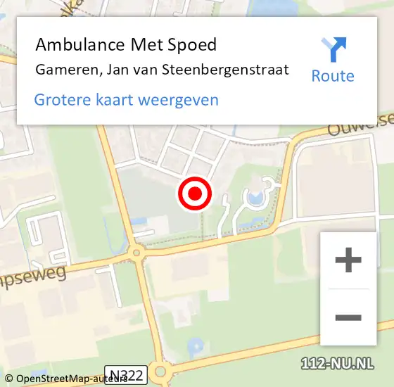Locatie op kaart van de 112 melding: Ambulance Met Spoed Naar Gameren, Jan van Steenbergenstraat op 18 september 2014 02:07