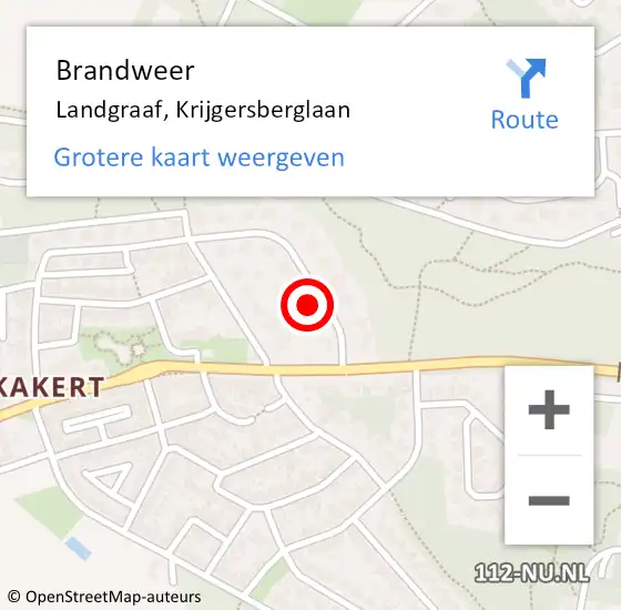 Locatie op kaart van de 112 melding: Brandweer Landgraaf, Krijgersberglaan op 18 september 2014 02:11