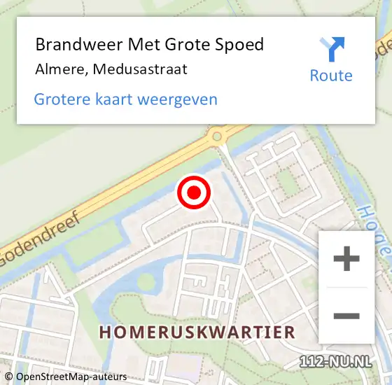 Locatie op kaart van de 112 melding: Brandweer Met Grote Spoed Naar Almere, Medusastraat op 9 december 2023 22:38