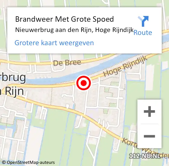 Locatie op kaart van de 112 melding: Brandweer Met Grote Spoed Naar Nieuwerbrug aan den Rijn, Hoge Rijndijk op 9 december 2023 22:45