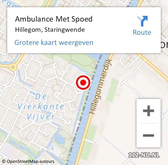 Locatie op kaart van de 112 melding: Ambulance Met Spoed Naar Hillegom, Staringwende op 9 december 2023 23:01