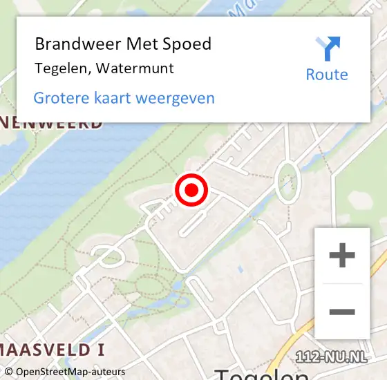 Locatie op kaart van de 112 melding: Brandweer Met Spoed Naar Tegelen, Watermunt op 9 december 2023 23:07