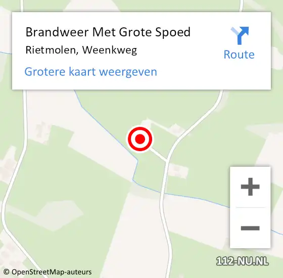 Locatie op kaart van de 112 melding: Brandweer Met Grote Spoed Naar Rietmolen, Weenkweg op 9 december 2023 23:11