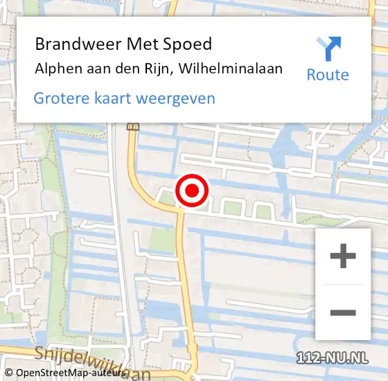 Locatie op kaart van de 112 melding: Brandweer Met Spoed Naar Alphen aan den Rijn, Wilhelminalaan op 9 december 2023 23:40