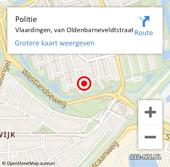 Locatie op kaart van de 112 melding: Politie Vlaardingen, van Oldenbarneveldtstraat op 9 december 2023 23:44