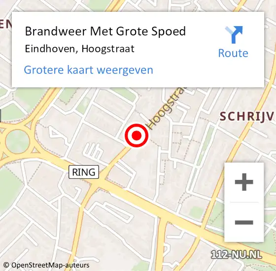 Locatie op kaart van de 112 melding: Brandweer Met Grote Spoed Naar Eindhoven, Hoogstraat op 10 december 2023 00:04