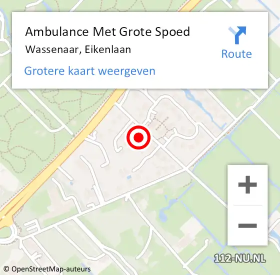 Locatie op kaart van de 112 melding: Ambulance Met Grote Spoed Naar Wassenaar, Eikenlaan op 10 december 2023 00:36