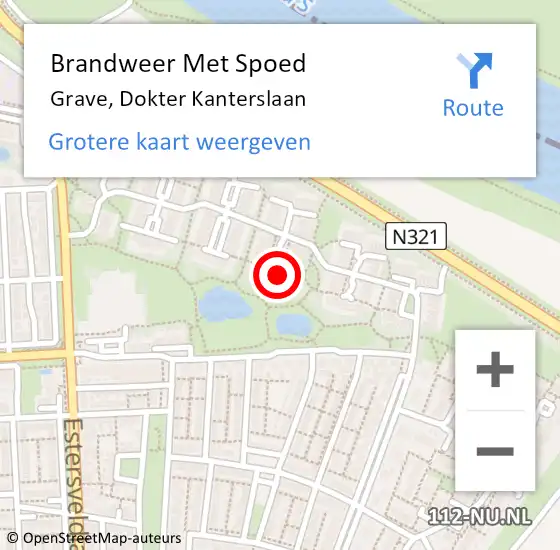 Locatie op kaart van de 112 melding: Brandweer Met Spoed Naar Grave, Dokter Kanterslaan op 10 december 2023 00:42