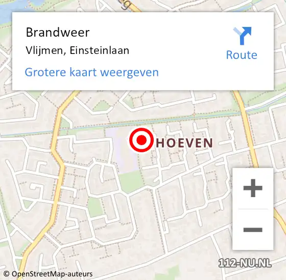 Locatie op kaart van de 112 melding: Brandweer Vlijmen, Einsteinlaan op 18 september 2014 03:04