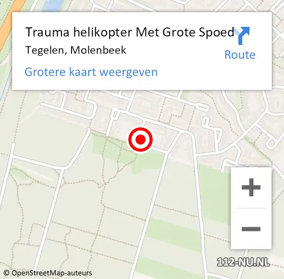 Locatie op kaart van de 112 melding: Trauma helikopter Met Grote Spoed Naar Tegelen, Molenbeek op 10 december 2023 02:38