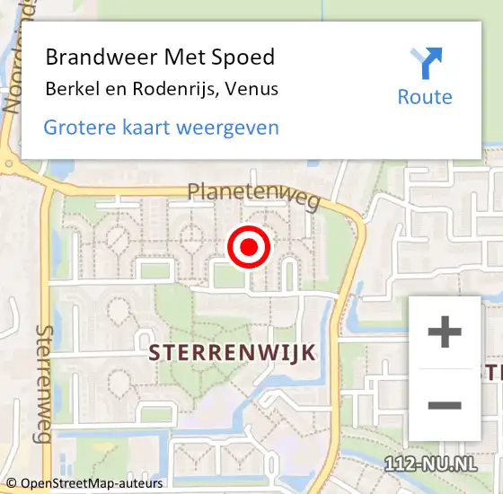 Locatie op kaart van de 112 melding: Brandweer Met Spoed Naar Berkel en Rodenrijs, Venus op 10 december 2023 02:48