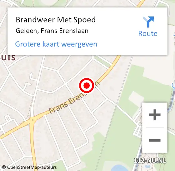 Locatie op kaart van de 112 melding: Brandweer Met Spoed Naar Geleen, Frans Erenslaan op 10 december 2023 03:27