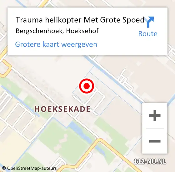 Locatie op kaart van de 112 melding: Trauma helikopter Met Grote Spoed Naar Bergschenhoek, Hoeksehof op 10 december 2023 03:43