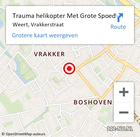 Locatie op kaart van de 112 melding: Trauma helikopter Met Grote Spoed Naar Weert, Vrakkerstraat op 10 december 2023 03:44