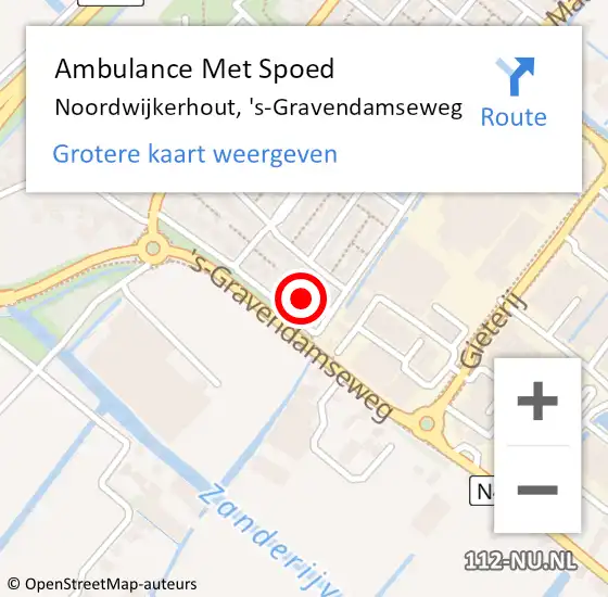 Locatie op kaart van de 112 melding: Ambulance Met Spoed Naar Noordwijkerhout, 's-Gravendamseweg op 10 december 2023 03:51