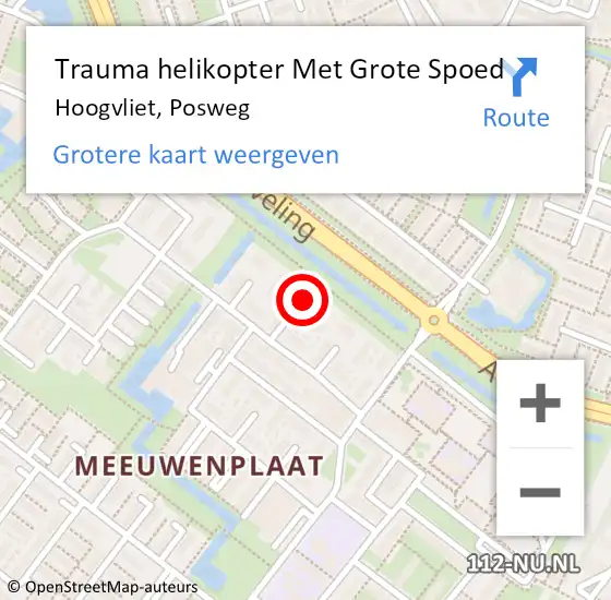 Locatie op kaart van de 112 melding: Trauma helikopter Met Grote Spoed Naar Hoogvliet, Posweg op 10 december 2023 04:49