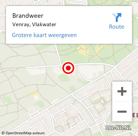 Locatie op kaart van de 112 melding: Brandweer Venray, Vlakwater op 10 december 2023 04:54