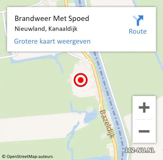 Locatie op kaart van de 112 melding: Brandweer Met Spoed Naar Nieuwland, Kanaaldijk op 10 december 2023 05:43