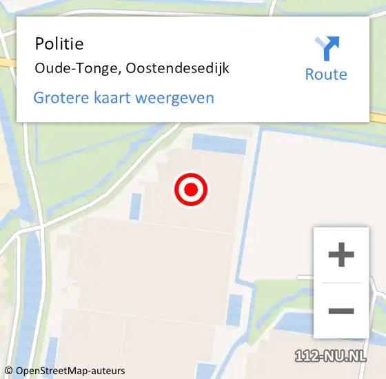 Locatie op kaart van de 112 melding: Politie Oude-Tonge, Oostendesedijk op 10 december 2023 06:29