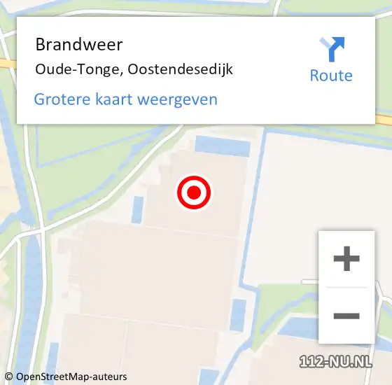 Locatie op kaart van de 112 melding: Brandweer Oude-Tonge, Oostendesedijk op 10 december 2023 06:33