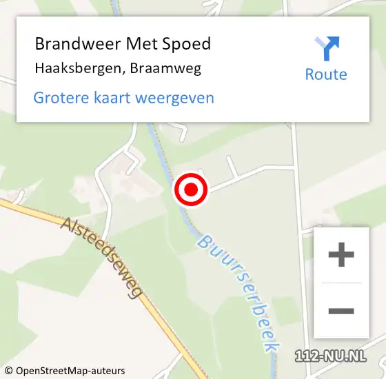 Locatie op kaart van de 112 melding: Brandweer Met Spoed Naar Haaksbergen, Braamweg op 10 december 2023 06:37