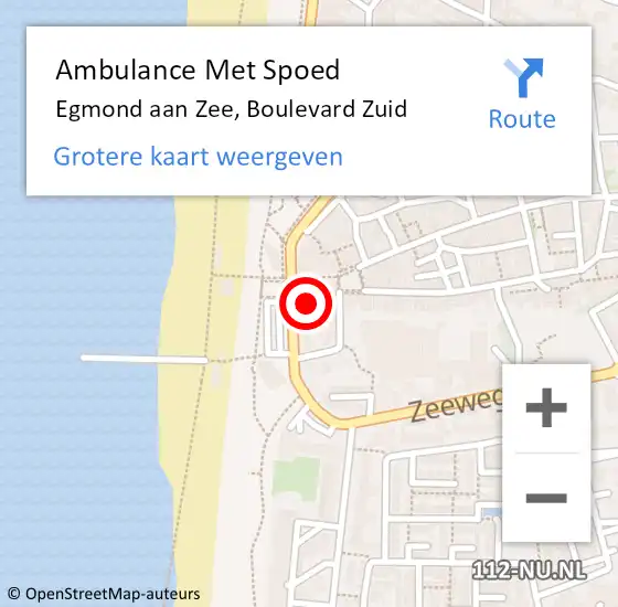 Locatie op kaart van de 112 melding: Ambulance Met Spoed Naar Egmond aan Zee, Boulevard Zuid op 18 september 2014 04:31