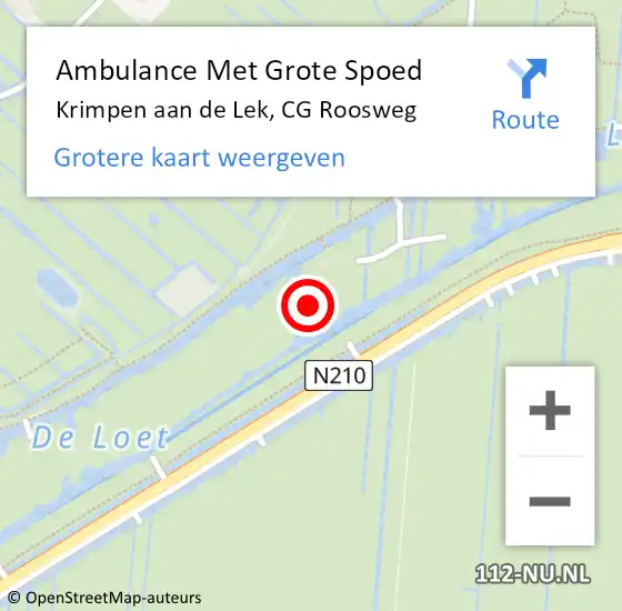 Locatie op kaart van de 112 melding: Ambulance Met Grote Spoed Naar Krimpen aan de Lek, CG Roosweg op 10 december 2023 07:20