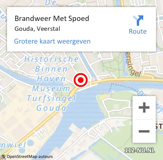 Locatie op kaart van de 112 melding: Brandweer Met Spoed Naar Gouda, Veerstal op 10 december 2023 07:45