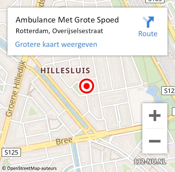 Locatie op kaart van de 112 melding: Ambulance Met Grote Spoed Naar Rotterdam, Overijselsestraat op 10 december 2023 07:51