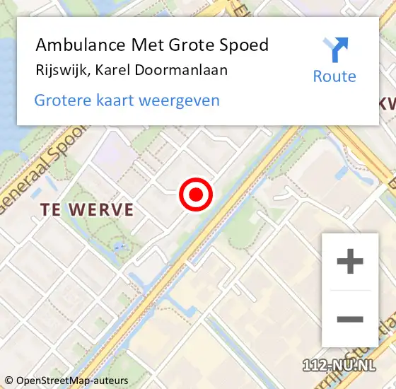 Locatie op kaart van de 112 melding: Ambulance Met Grote Spoed Naar Rijswijk, Karel Doormanlaan op 10 december 2023 08:00