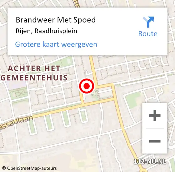 Locatie op kaart van de 112 melding: Brandweer Met Spoed Naar Rijen, Raadhuisplein op 10 december 2023 08:05