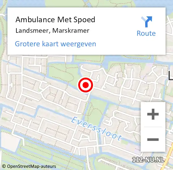 Locatie op kaart van de 112 melding: Ambulance Met Spoed Naar Landsmeer, Marskramer op 10 december 2023 08:38