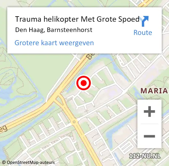 Locatie op kaart van de 112 melding: Trauma helikopter Met Grote Spoed Naar Den Haag, Barnsteenhorst op 10 december 2023 08:54