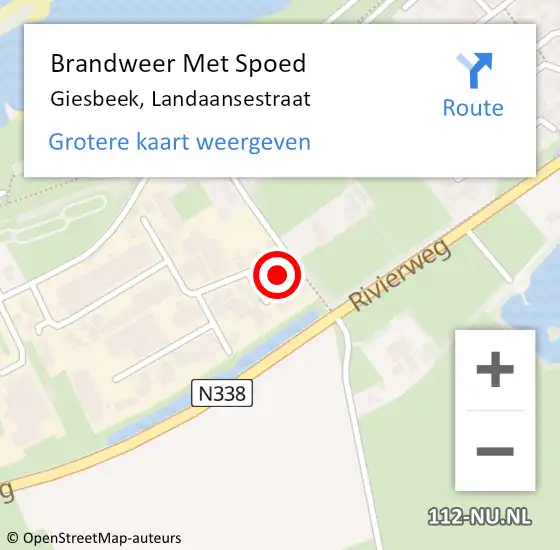 Locatie op kaart van de 112 melding: Brandweer Met Spoed Naar Giesbeek, Landaansestraat op 10 december 2023 09:03