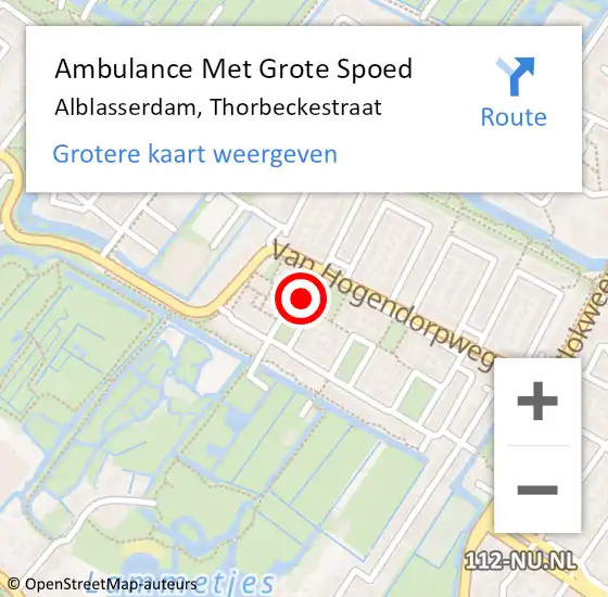 Locatie op kaart van de 112 melding: Ambulance Met Grote Spoed Naar Alblasserdam, Thorbeckestraat op 10 december 2023 09:15