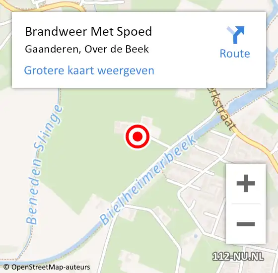 Locatie op kaart van de 112 melding: Brandweer Met Spoed Naar Gaanderen, Over de Beek op 10 december 2023 09:27