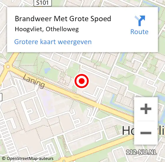 Locatie op kaart van de 112 melding: Brandweer Met Grote Spoed Naar Hoogvliet, Othelloweg op 10 december 2023 09:30